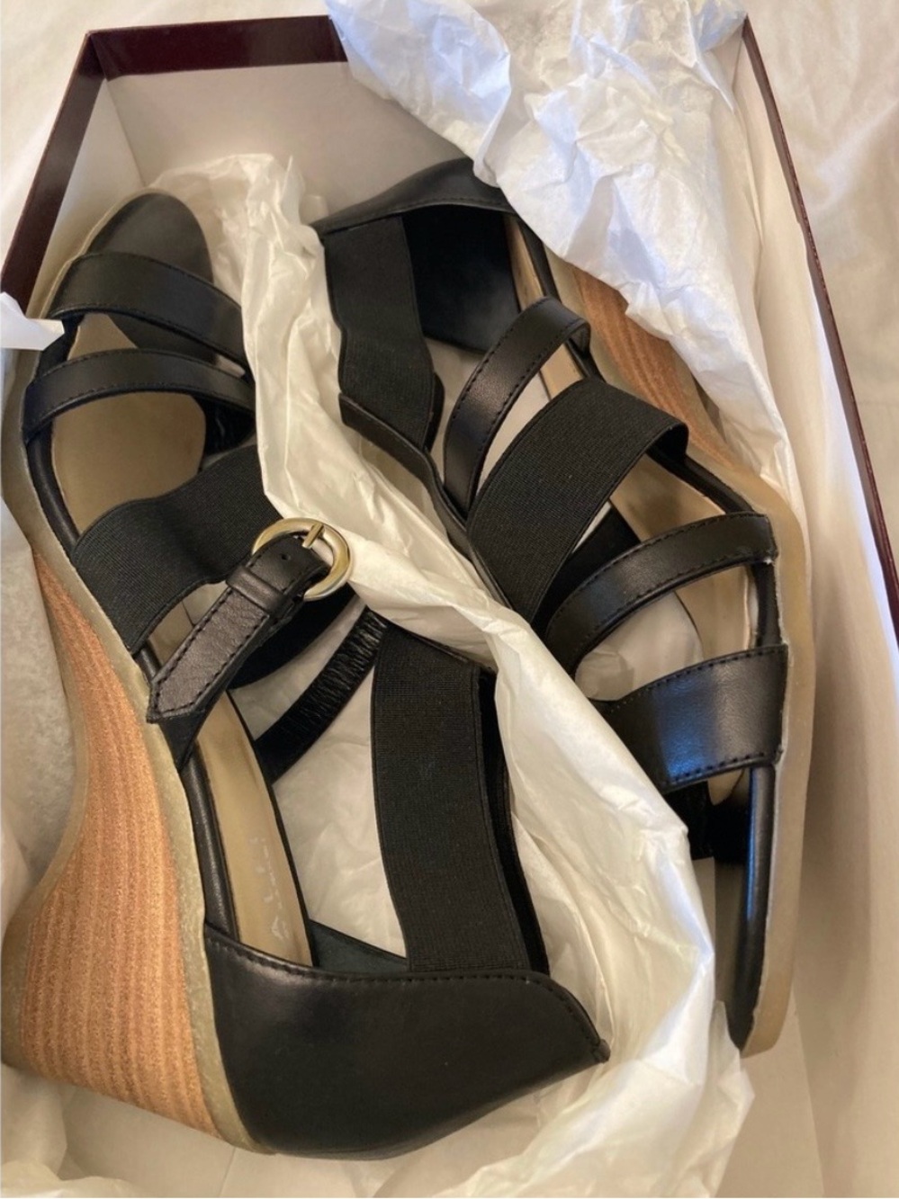 Calf leather strappy wedge heel sandals made in Italy - Picture 1 of 11